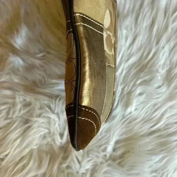 Coach F40970 Gold Metallic Leather Suede Signature Patchwork Crossbody Bag - Picture 7 of 13